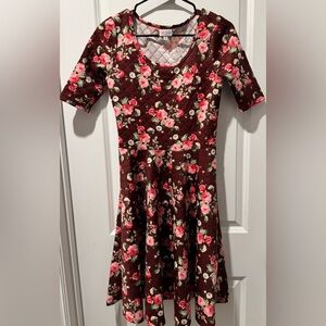 LuLaRoe Floral Dress in Red and Pink